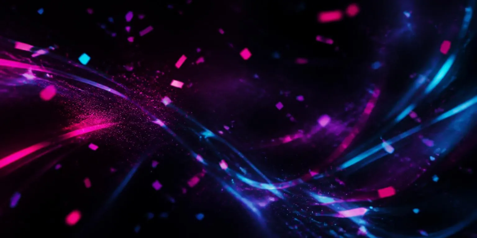 Neonconfetti en lichtstrepen in roze en cyaan